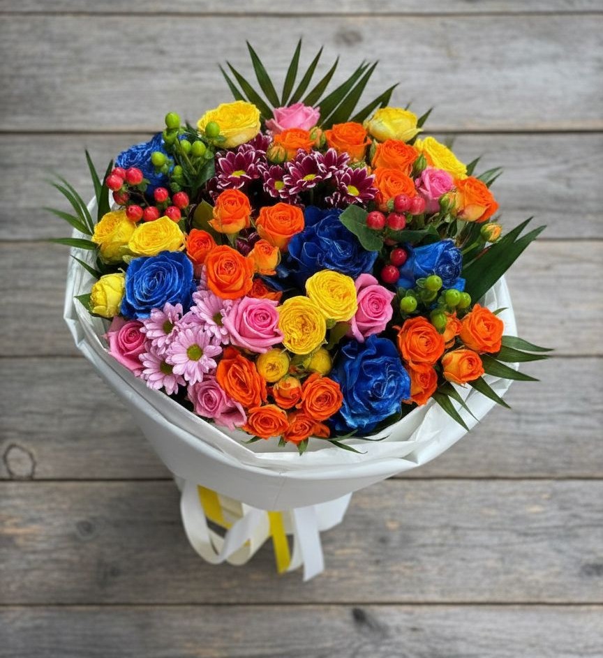 Букет цветов из: Розы и Хризантемы в Боринском