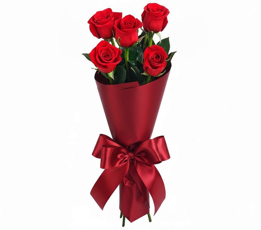Букет 5 Красных роз Эдлесс Лав в Боринском