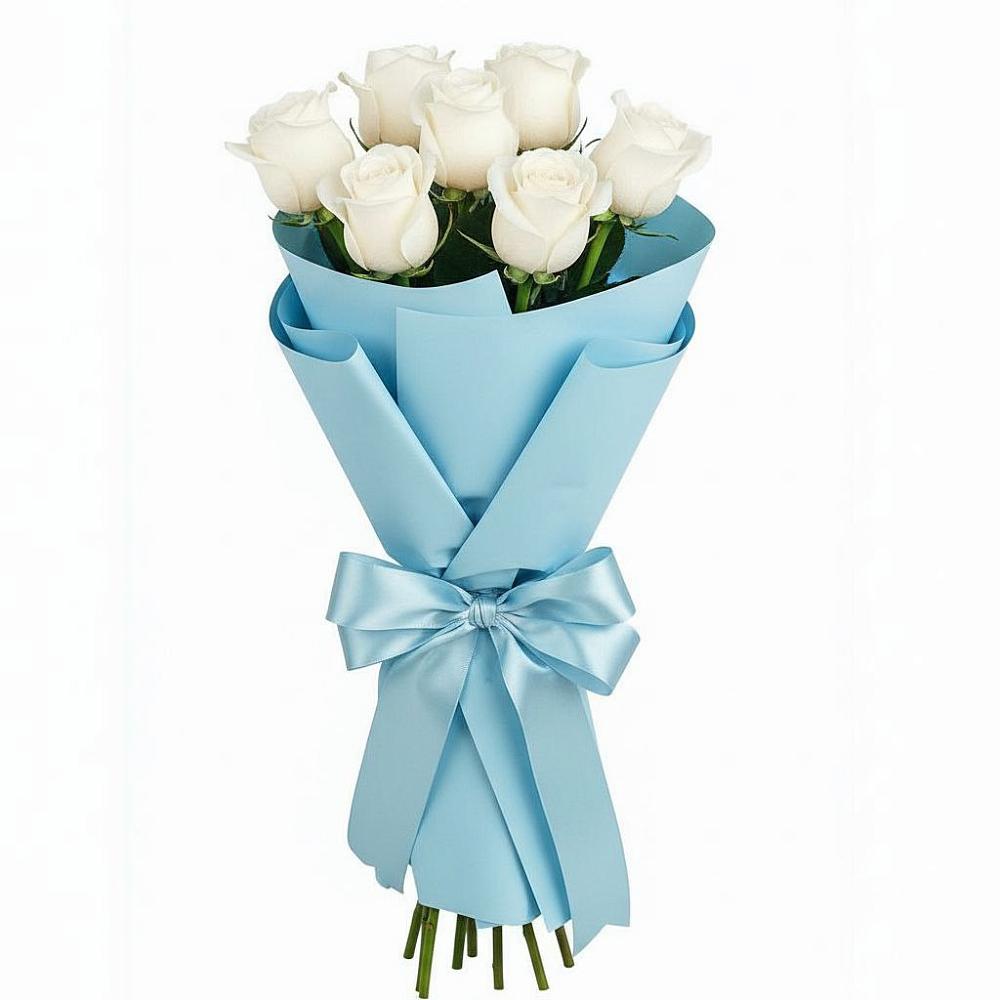 Букет 7 белых роз Проуд в Боринском