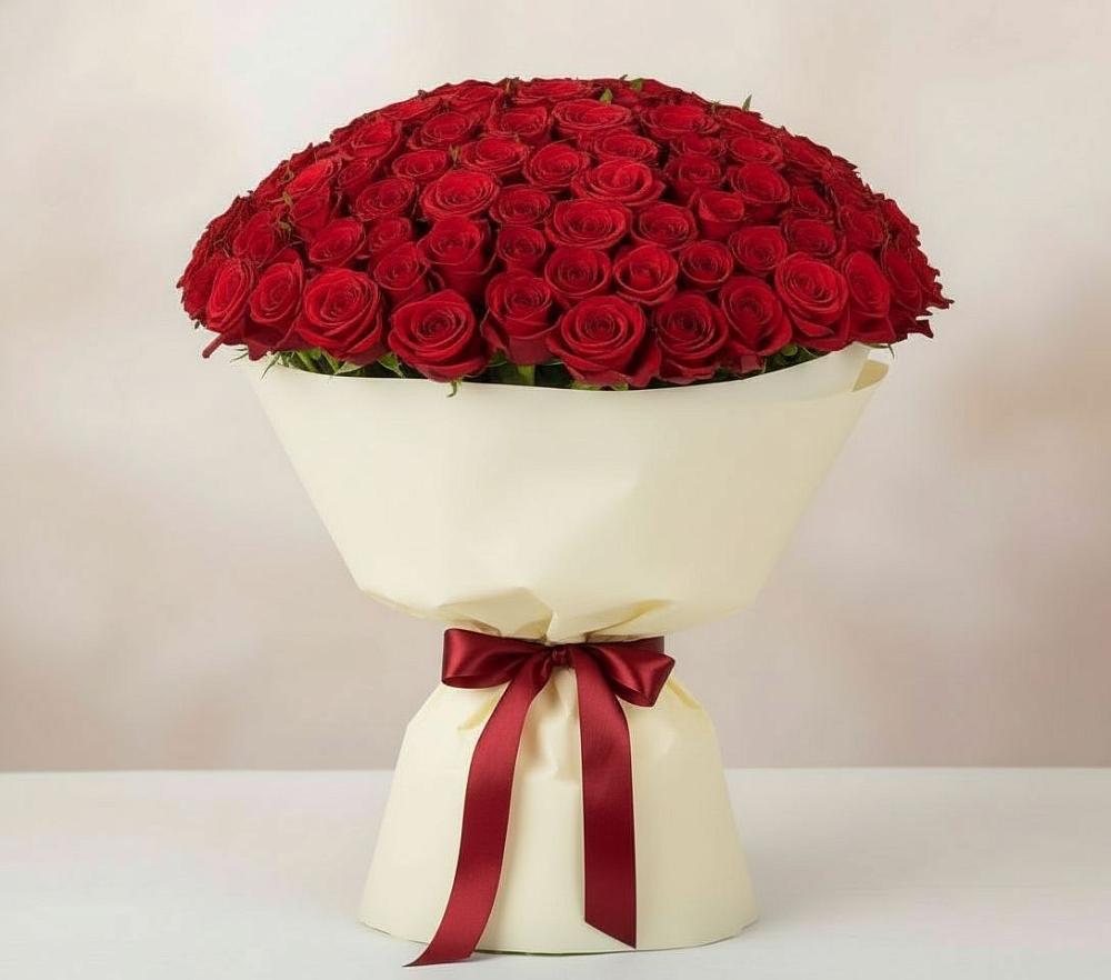 Букет 101 Красная роза Милано в Боринском