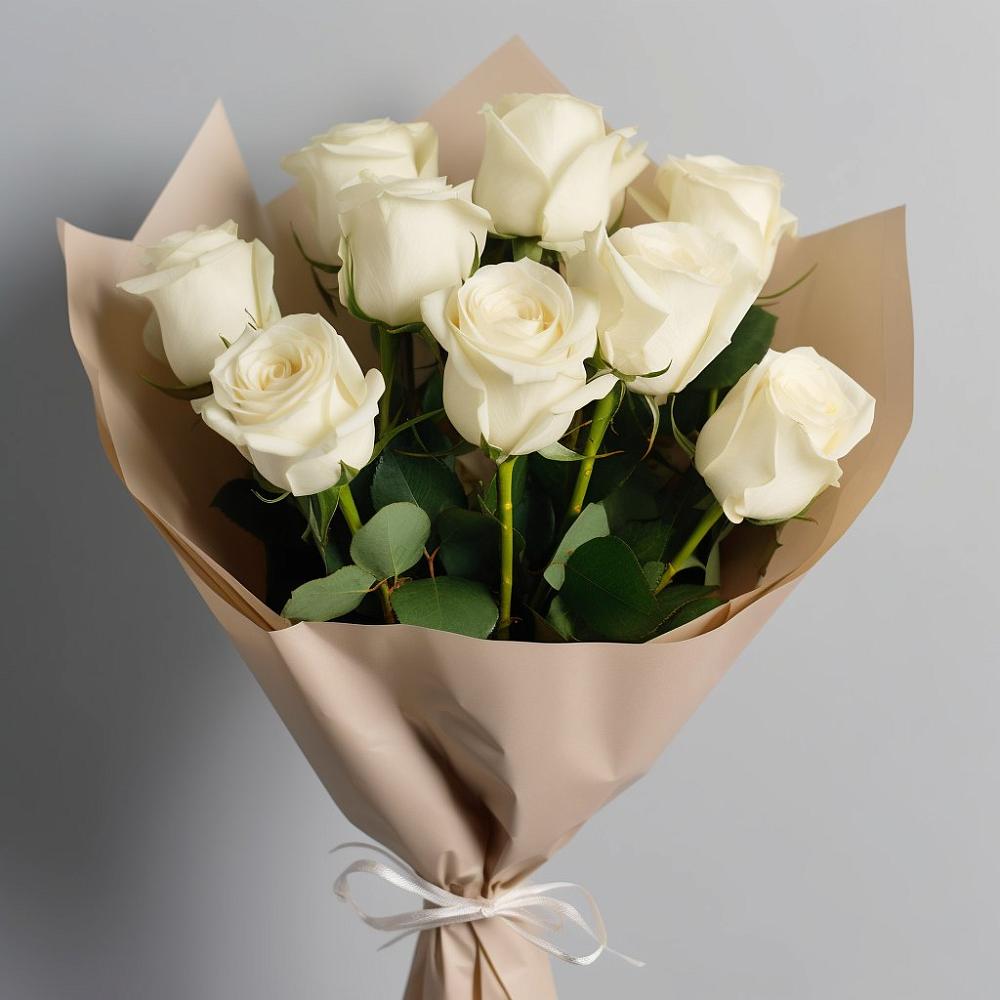 Букет 9 Белых роз Эдлесс Лав в Боринском