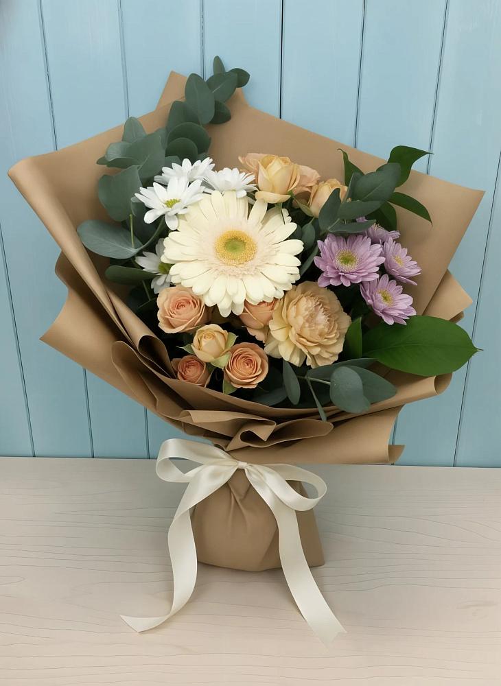Букет цветов из: Герберы и Хризантемы в Боринском