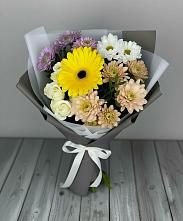 Букет цветов из:  Розы, Герберы и Хризантемы в Боринском