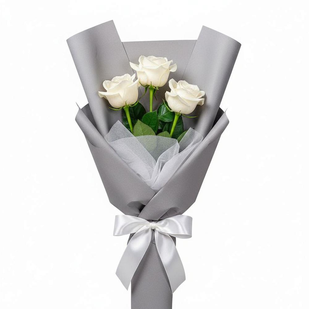 Букет 3 белые розы в Боринском