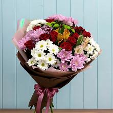 Букет цветов из:  Розы, Хризантемы и Альстромерии в Боринском