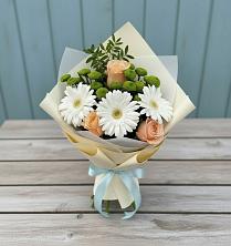 Букет цветов из:  Герберы, Розы и Хризантемы в Боринском