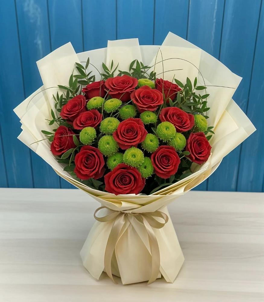 Букет цветов из: Розы и Хризантемы в Боринском